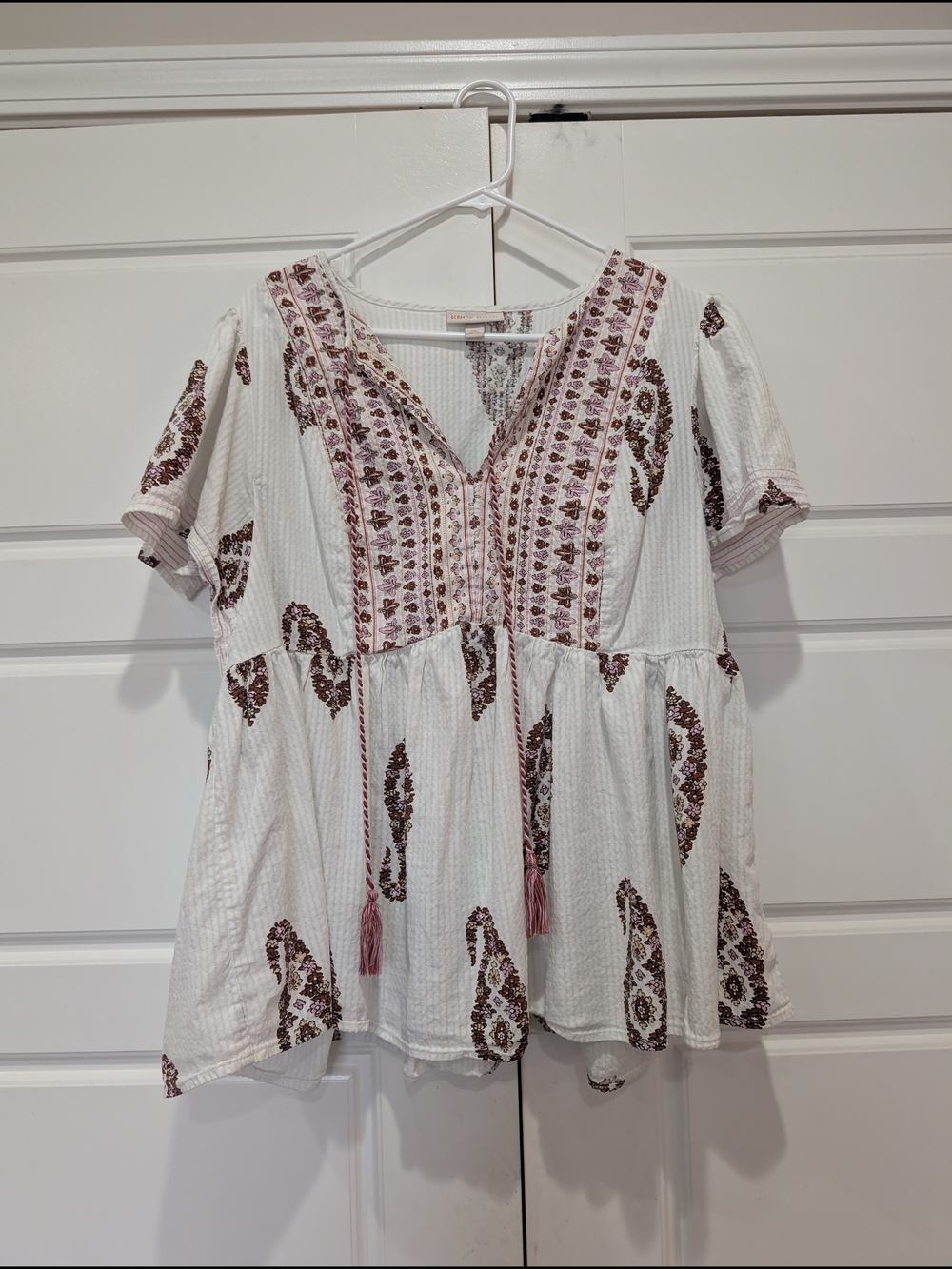 Knox Rose Paisley Boho Peplum Top | XXL